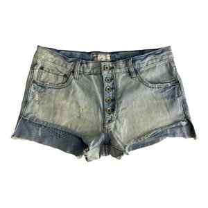 Free People Womens Shorts Adult Size 27 Button Fly Light Wash Rae Hem 3" Inseam